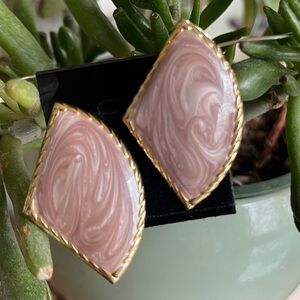 Vintage Gold Tone and  Acrylic Soft Pick Center Clip‎ on Earing